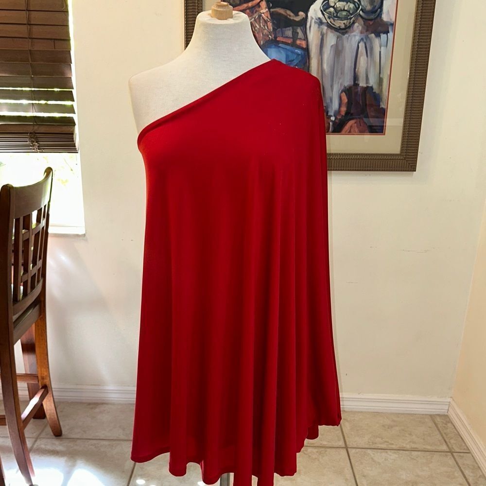 VENUS Elegant Red One-Shoulder Dress/Tunic Size Small